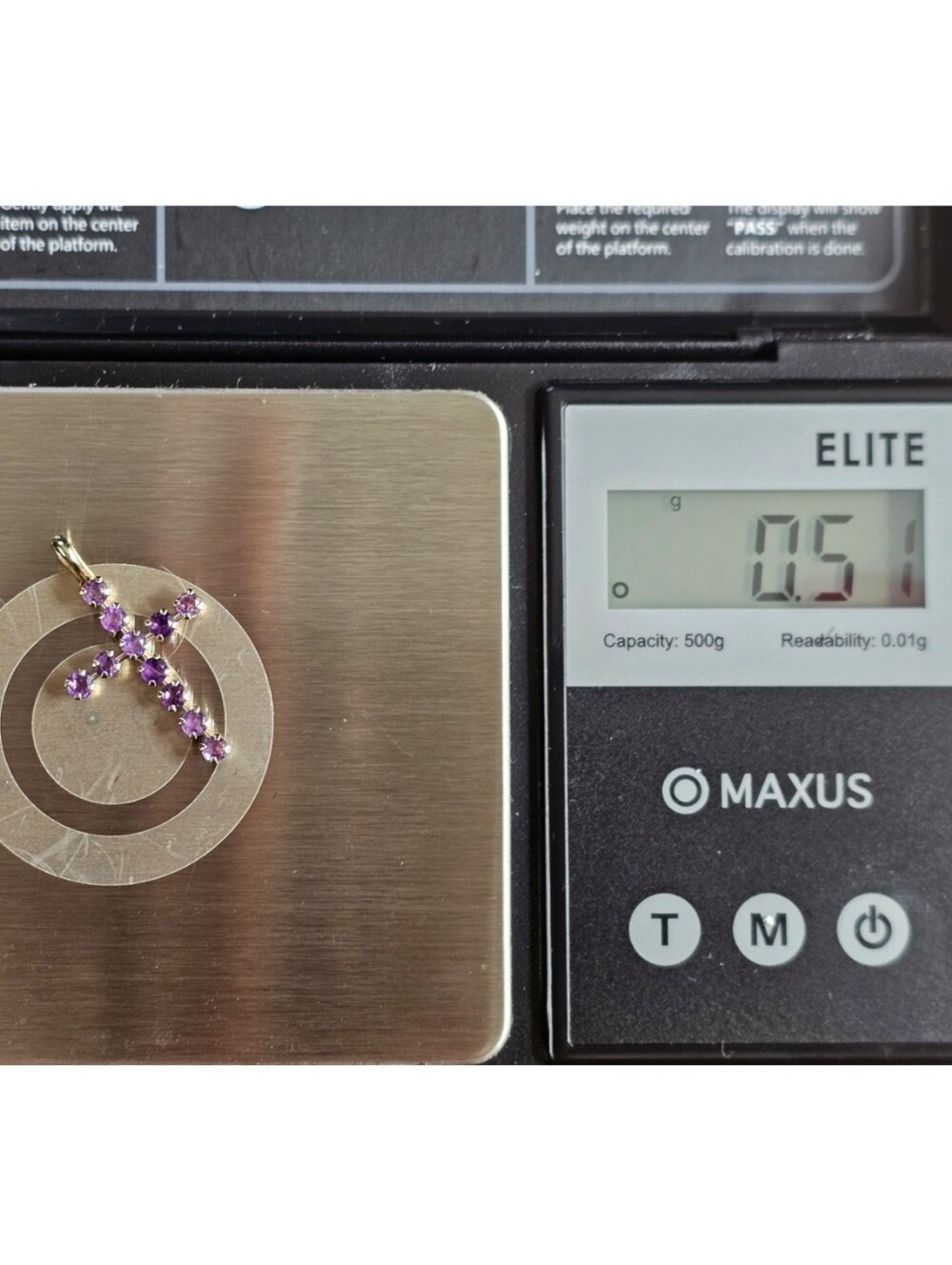 10k Yellow Gold Amethyst Religious Cross Pendant - Picture 6 of 9